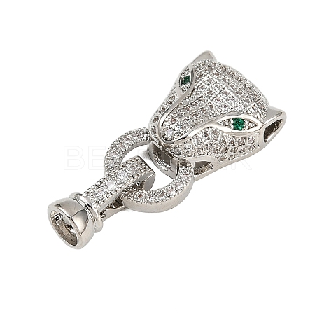 Brass Micro Pave Cubic Zirconia Fold Over Clasps ZIRC-L062-K01-P-1-1