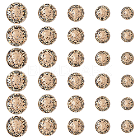 30Pcs 5 Styles Zinc Alloy Buttons BUTT-FH0001-016AG-1