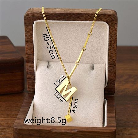 304 Stainless Steel Initial Pendant with Dice Tassel Necklaces FS-WGD823D-13-1