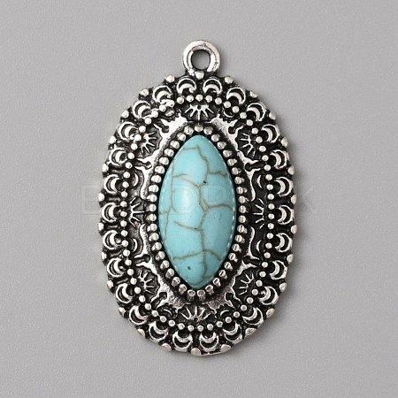 Synthetic Turquoise Pendants TURQ-WH0001-07-1