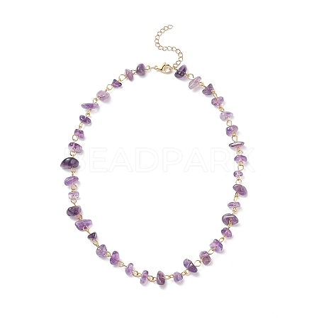 Natural Amethyst Chips Beaded Necklaces NJEW-JN04061-01-1