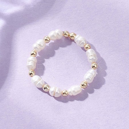 Adjustable Natural Cultured Freshwater Pearl Finger Rings for Women RJEW-JR00993-1