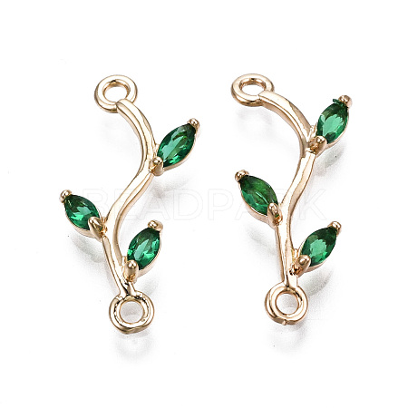 Brass Micro Pave Cubic Zirconia Links Connectors X-KK-S359-156C-RS-1