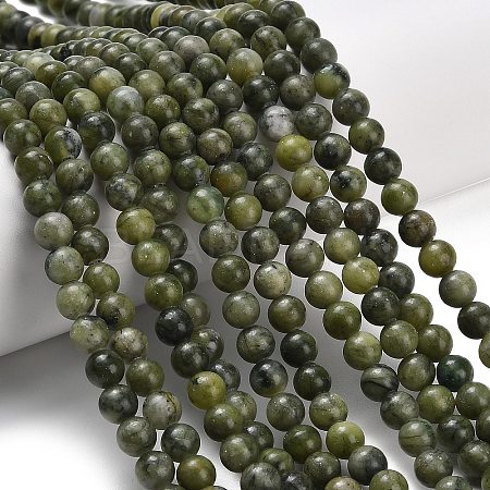 Natural Chinese Jade/Southern Jade Beads Strands G-P626-6mm-01-1