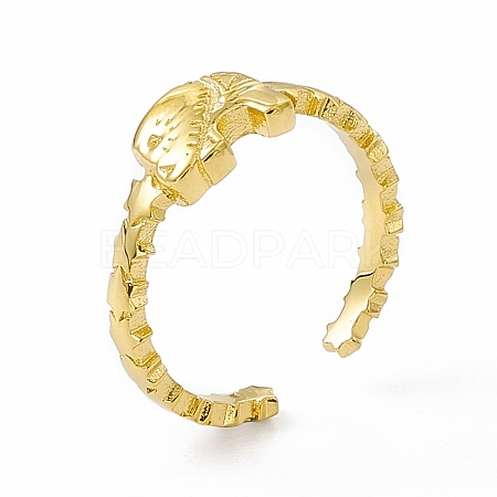 Ion Plating(IP) 304 Stainless Steel Elephant Cuff Ring for Women RJEW-C060-22G-1