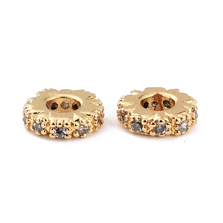 Brass Micro Pave Clear Cubic Zirconia Beads ZIRC-P091-04B-G-RS-1