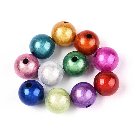 Spray Painted Acrylic Beads X-MACR-Q154-8mm-M-1