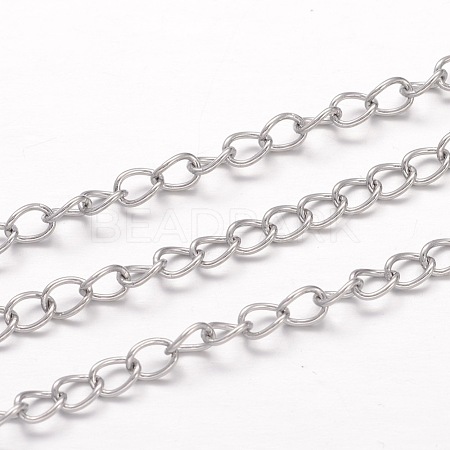 304 Stainless Steel Curb Chains X-CHS-K004-11P-0.8mm-1