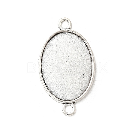 Antique Silver Tibetan Style Alloy Flat Oval Cabochon Connector Settings TIBE-M022-05AS-1