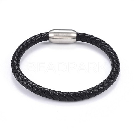 Man's Braided Leather Cord Bracelets BJEW-JB04255-02-1