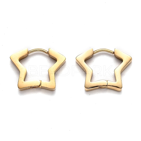 304 Stainless Steel Star Huggie Hoop Earrings STAS-J033-07G-1
