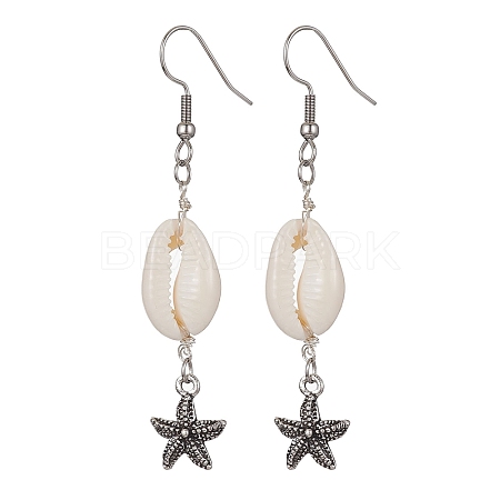 Natural Shell Dangle Earrings EJEW-JE05441-03-1
