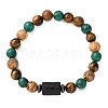 12 Constellations Natural Tiger Eye & Picture Jasper & Agate & Black Onyx Round Beaded Stretch Bracelets for Men Women WGB9E7C-11-1