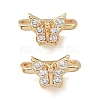 Brass Micro Pave Clear Cubic Zirconia 2-Loop Butterfly Spacer Bars KK-C258-14LG-1