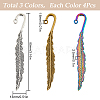 12Pcs 3 Style Alloy Bookmarks Finding with Hole PALLOY-SC0004-29-2