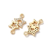 Brass Micro Pave Clear Cubic Zirconia Connector Charms X-KK-P355-27G-2
