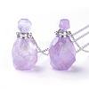 Natural Amethyst Openable Perfume Bottle Pendant Necklaces NJEW-G325-01P-4