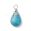 Dyed Synthetic Turquoise Pendants PALLOY-JF04355-02-3