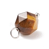 Faceted Natural Tiger Eye Pendants PALLOY-JF01694-01-4