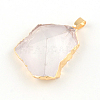 Golden Plated Faceted Natural Rose Quartz Pendants with Iron Clasps G-R275-262-2