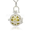 Silver Color Plated Brass Hollow Round Cage Pendants KK-J226-06S-1