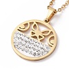 Crystal Rhinestone Butterfly Pendant Necklace with Vacuum Plating 304 Stainless Steel Chains for Women NJEW-E014-22G-1