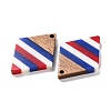 Independence Day Opaque Striped Resin & Walnut Wood Pendants RESI-U010-02Q-2