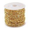Real 18K Gold Plated Brass Flat Round & Bar Link Chains CHC-C001-08G-3