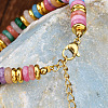 Synthetic Cherry Quartz &  Natural Amethyst & Synthetic Malachite Rondelle Beaded Bracelets FS-WGEAC01-01-2