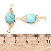 Natural Turquoise Faceted Cube Links Connector Charms with Copper Herringbone Wire-Wrapped KK-Z152-06G-01B-3