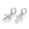 Platinum Rack Plating Alloy Rhinestone European Dangle Charms PALLOY-T048-36P-P-2