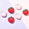 6Pcs 2 Colors Strawberry Food Grade Eco-Friendly Silicone Focal Beads SIL-YW0001-60-2