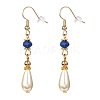 Teardrop Glass Pearl Beads Dangle Earrings with Glass Beads EJEW-JE04619-3