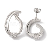 Brass Micro Pave Clear Cubic Zirconia Stud Earrings for Women EJEW-A110-04P-3