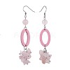 Natural Rose Quartz Beads Dangle Earring Sets EJEW-JE03360-03-3