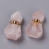 Hexagon Natural Rose Quartz Perfume Bottle Pendants G-H241-03F-G-1