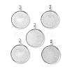 Tibetan Style Alloy Flat Round Pendant Cabochon Settings TIBEP-M022-15AS-1