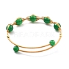 Natural Green Agate Wrapped Cuff Bangle BJEW-A122-04A-2