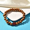 Wood Beaded Stretch Bracelets BJEW-JB01941-7