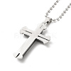 Alloy Cross Pandant Necklace with Ball Chains NJEW-K245-001B-3
