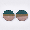 Tri-color Resin & Walnut Wood Pendants RESI-S358-78F-2