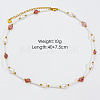 Handmade Natural Pearl & Strawberry Quartz & Glass Beaded Necklace JR6200-3-1