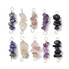 10Pcs 5 Styles Constellation Natural Gold Rutilated Quartz & Amethyst & Golden Sheen Obsidian & Strawberry Quartz & Lapis Lazuli Copper Wire Wrapped Chip Beaded Connector Charms PALLOY-JF02905-03-1