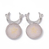 Natural Rose Quartz Connector Charms G-G983-02P-02-3