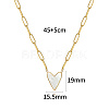 Natural Shell Heart Pendant Necklace with Stainless Steel Paperclip Chains IQ7813-1-6