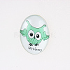 Cartoon Owl Printed Glass Oval Cabochons X-GGLA-N003-20x30-B11-1