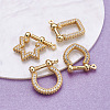 4Pcs 4 Style Brass Micro Pave Clear Cubic Zirconia D-Ring Anchor Shackle Clasps ZIRC-PJ0001-02-5