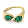 Ion Plating(IP) 304 Stainless Steel Rhinestone Teardrop Cuff Open for Women RJEW-N046-04A-G-2