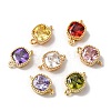 Brass Pave Glass Connector Charms KK-C062-001G-1