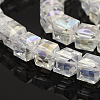 AB Color Plated Glass Faceted Cube Beads Strands GLAA-A031-6mm-AB11-2